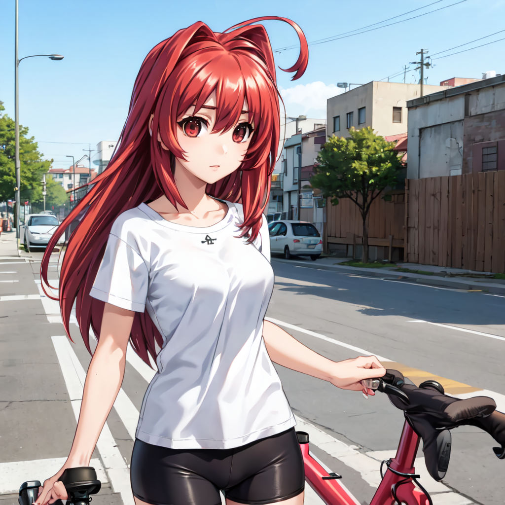 1678597094691853-1668034323-solo, Kagami Sumika, red hair, ahoge, red eyes, bike shorts, t-shirt.png